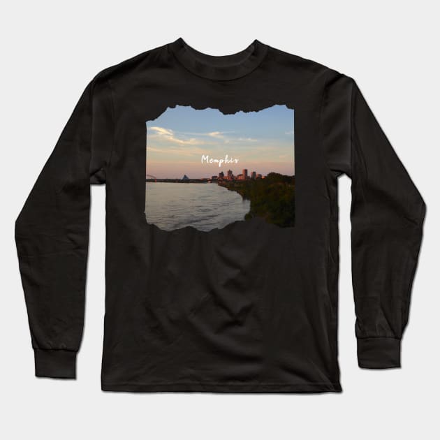 Cool sunset photography of Memphis Tennessee skyline night sky USA city break Long Sleeve T-Shirt by BoogieCreates